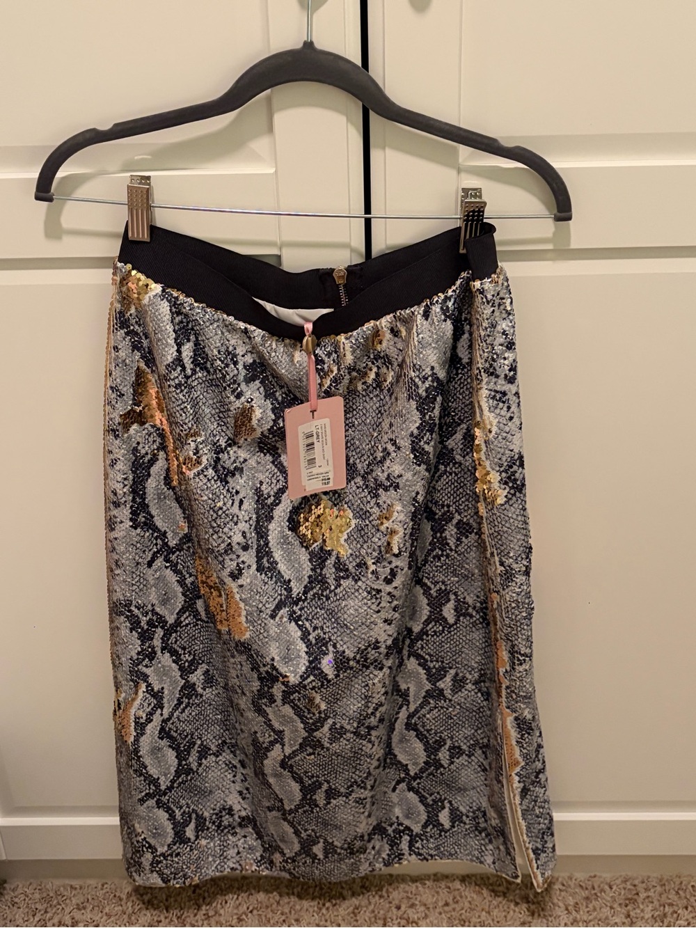 TED BAKER Sequin Snake-Print Midi Skirt BRAND NEW